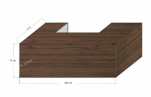 Bàn máy tính - Khung sắt hộp, mặt gỗ, hông gỗ tự nhiên - KT: DxRxC = (2,21x1,22x0,77)m